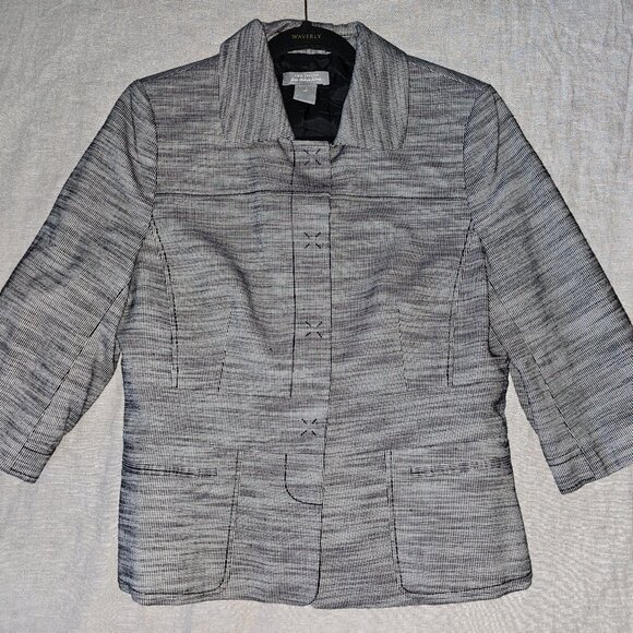 Ann Taylor Size 10 Gray Textured Jacket | Structured Minimalist Blazer - Picture 1 of 3
